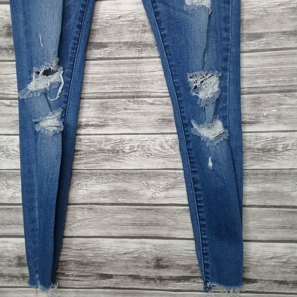 PacSun Jeggings High Rise Ankle Super Power Stretch Distressed Raw Hem Sz 24 - Picture 4 of 9